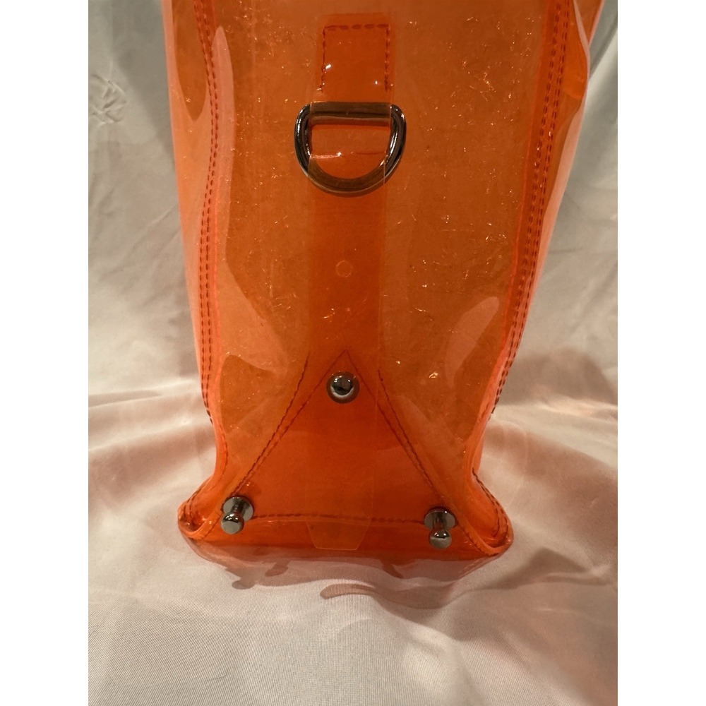 Alexander McQueen Neon Orange Clear PVC Large Tote Bag Silver Hardware - Picture 10 of 15